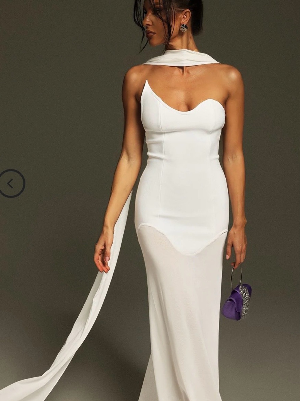 Strapless White Maxi Dress with Sheer Skirt